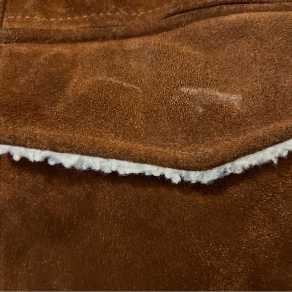 Vtg  SILTON Leather Sherpa Ranch Coat Western rust suede tan Jacket USA Mens 42 - Picture 13 of 15